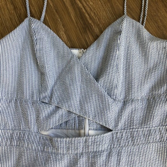 White and Blue Striped Cut-Out Dress - Picture 5 of 9